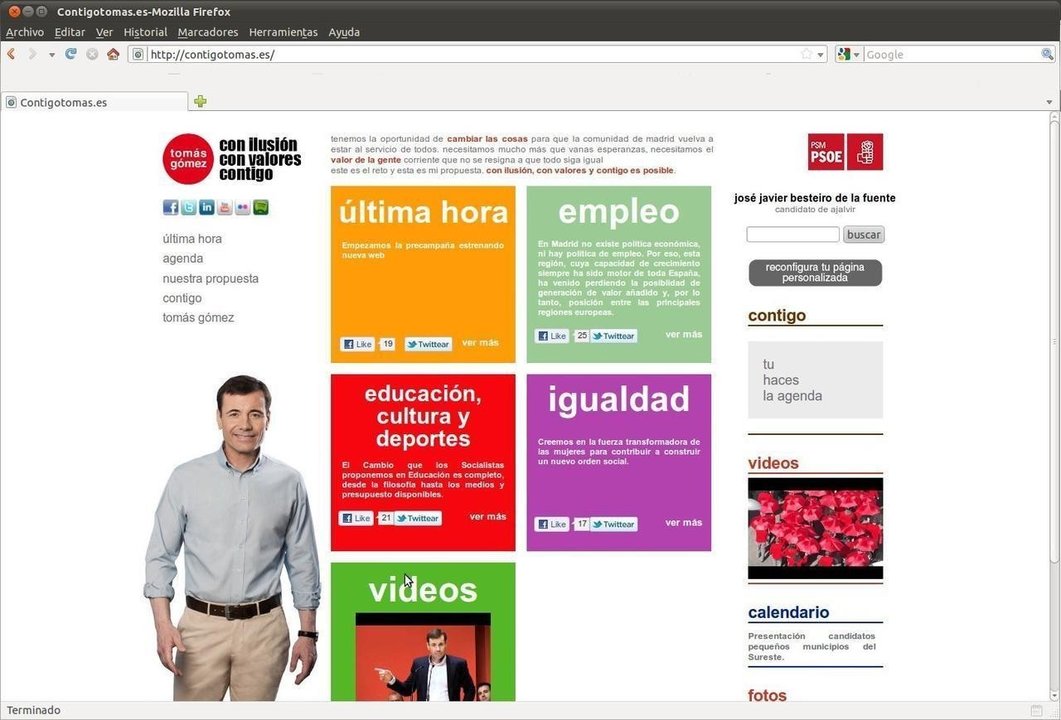 Web de Tomás Gómez antes del cambio.