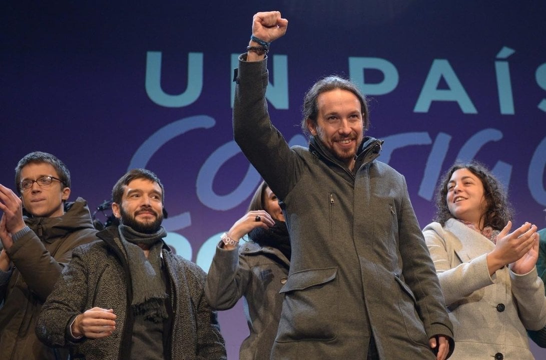 Íñigo Errejón, Pablo Bustinduy y Pablo Iglesias.