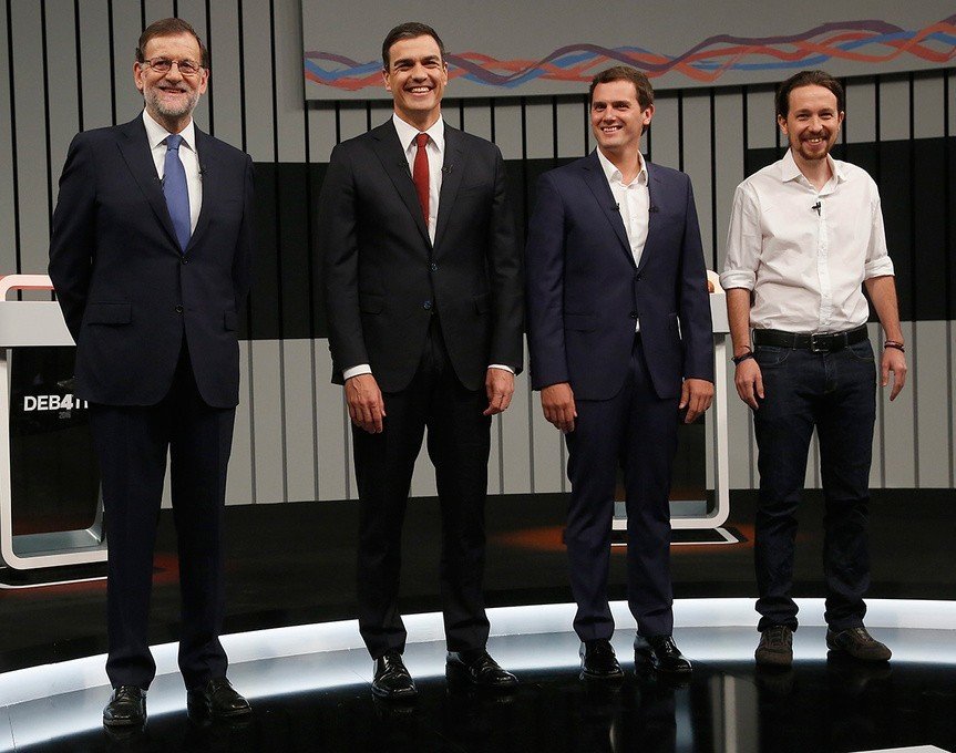 Mariano Rajoy, Pedro Sánchez, Albert Rivera y Pablo Iglesias. 