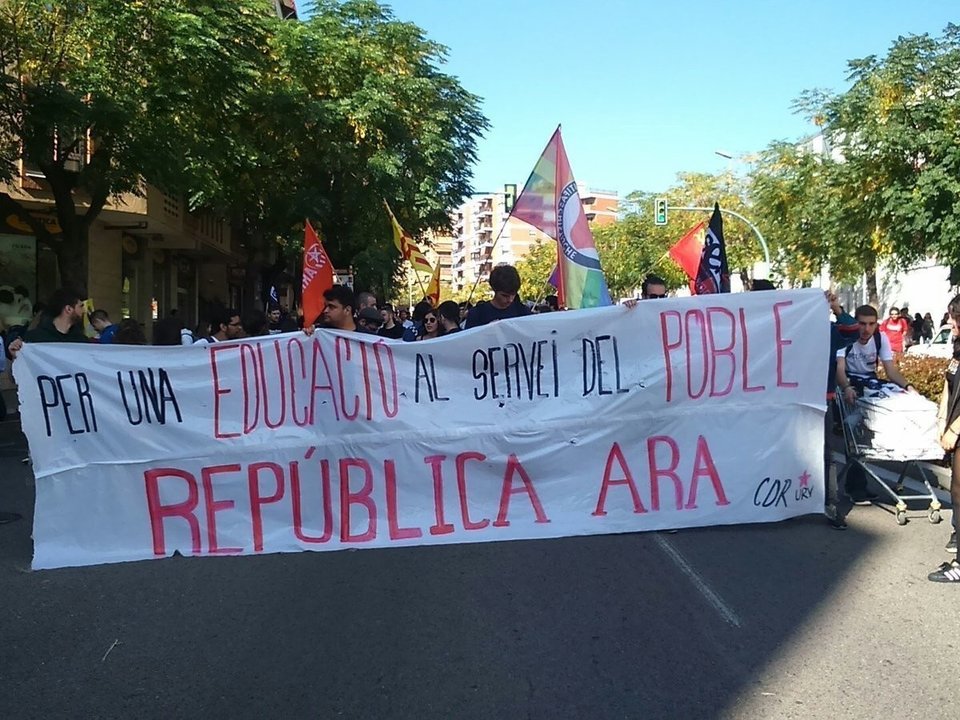Manifestación de estudiantes independentistas en Barcelona.