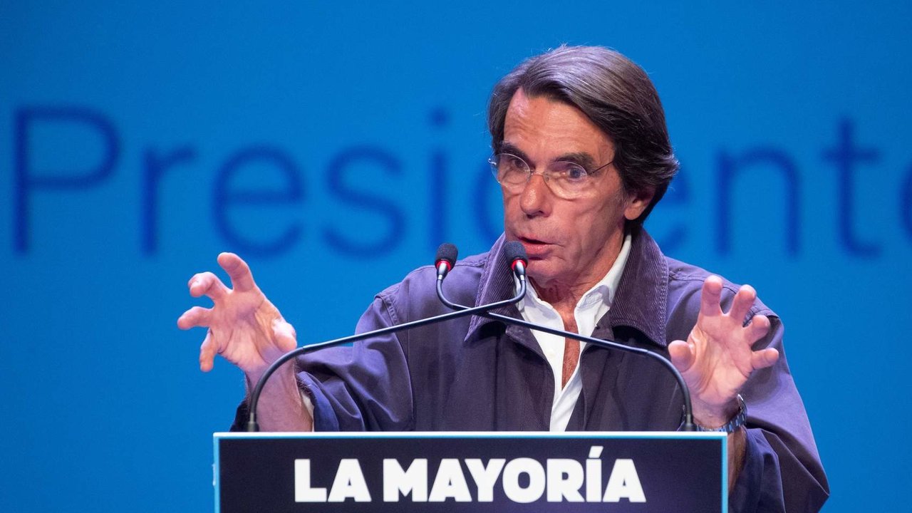 José María Aznar, en un mitin del PP en Murcia en la campaña de las elecciones autonómicas y municipales.